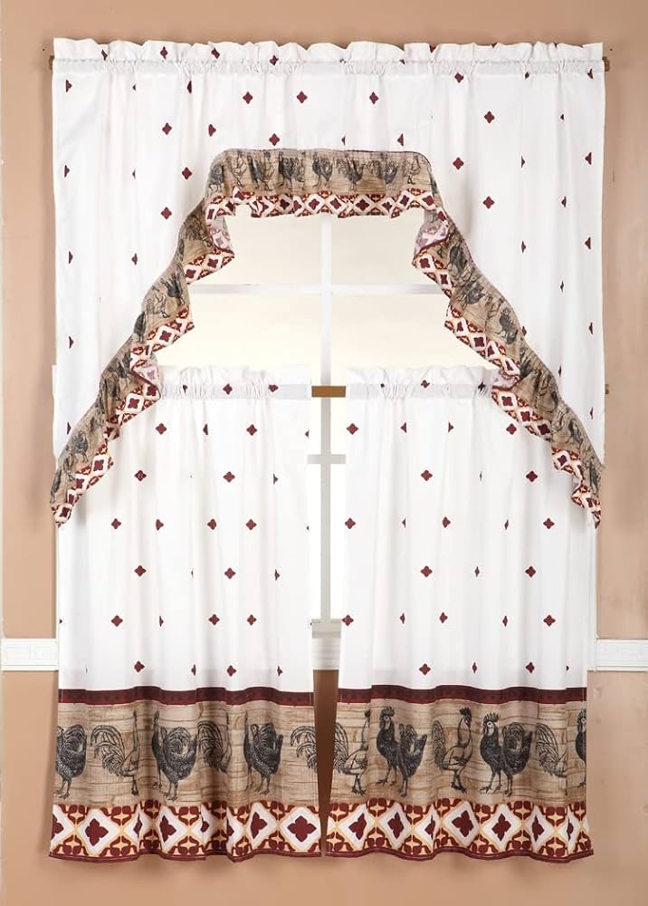Amazon｜Diamond Home Linen キッチンカーテン3点セット 2段 (各
